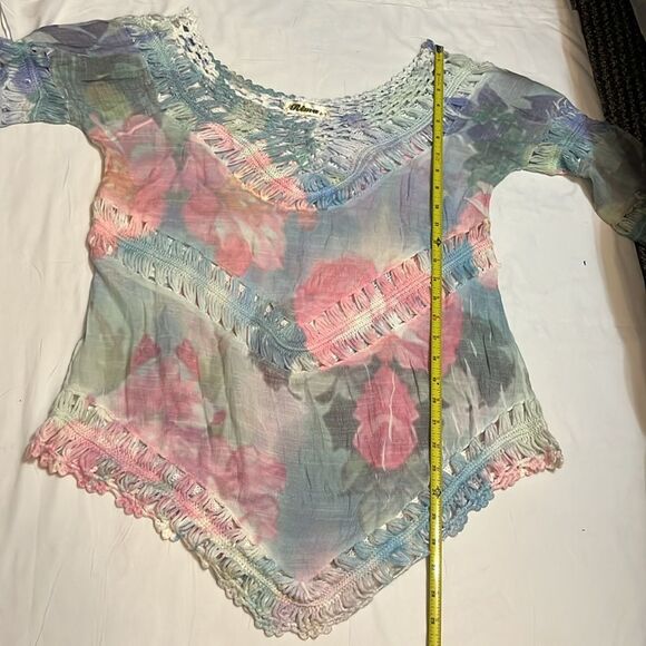 Rima Pastel Tie Dye Women's Multicolor Crochet Top\Swimsuit Cover Boho Festival - Picture 8 of 8